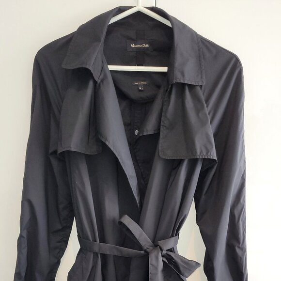 Massimo Dutti Jackets & Blazers - Massimo Dutti Minimalist Tie-Front Women's Black Trench Coat Size S